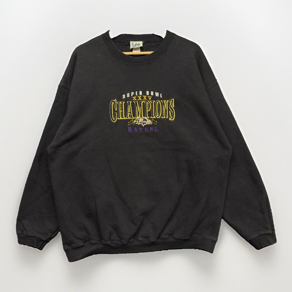 Vintage Baltimore Ravens Sweatshirt Mens XL Lee Sport Super Bowl XXXV 2001 NFL